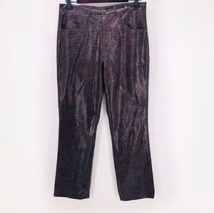 City Spirit Pants Vegan Leather Crocodile Brown 10